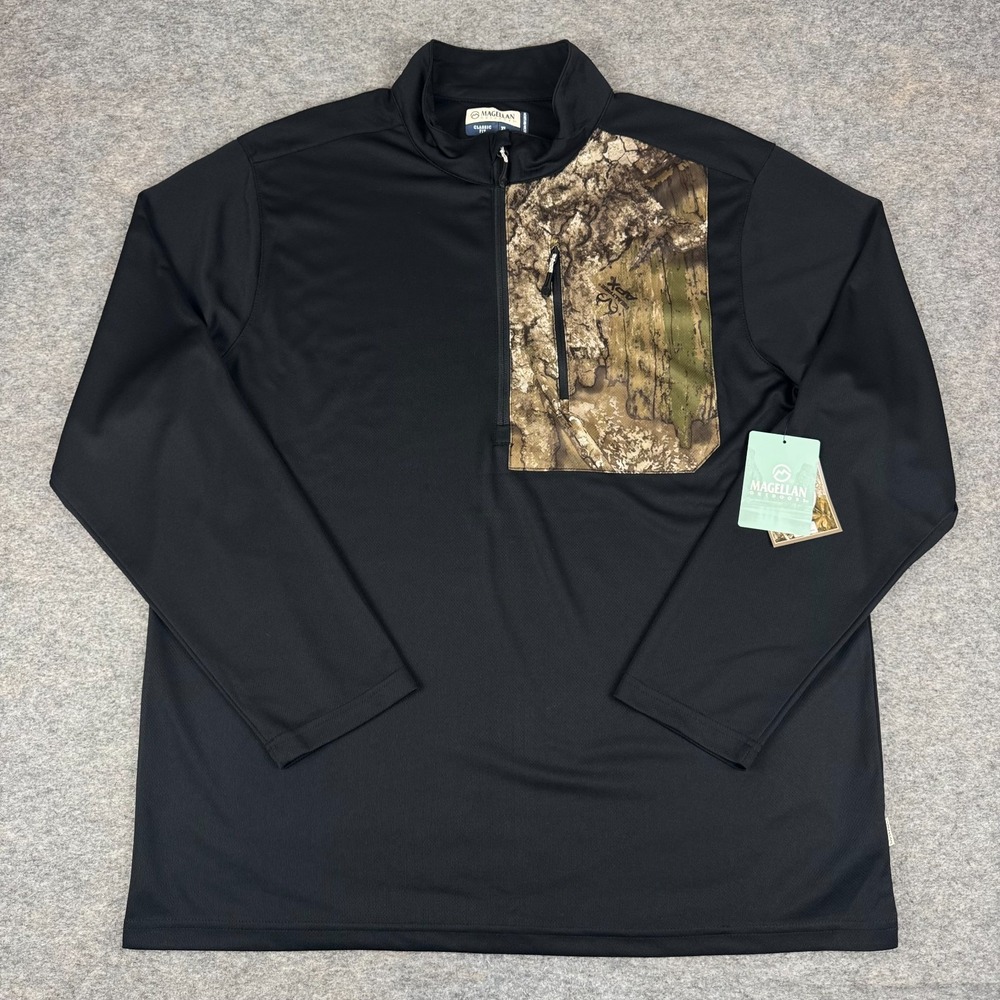 Magellan 1/4 Zip Realtree APX Camo Camouflage Shirt Long Sleeve Classic Mens XL